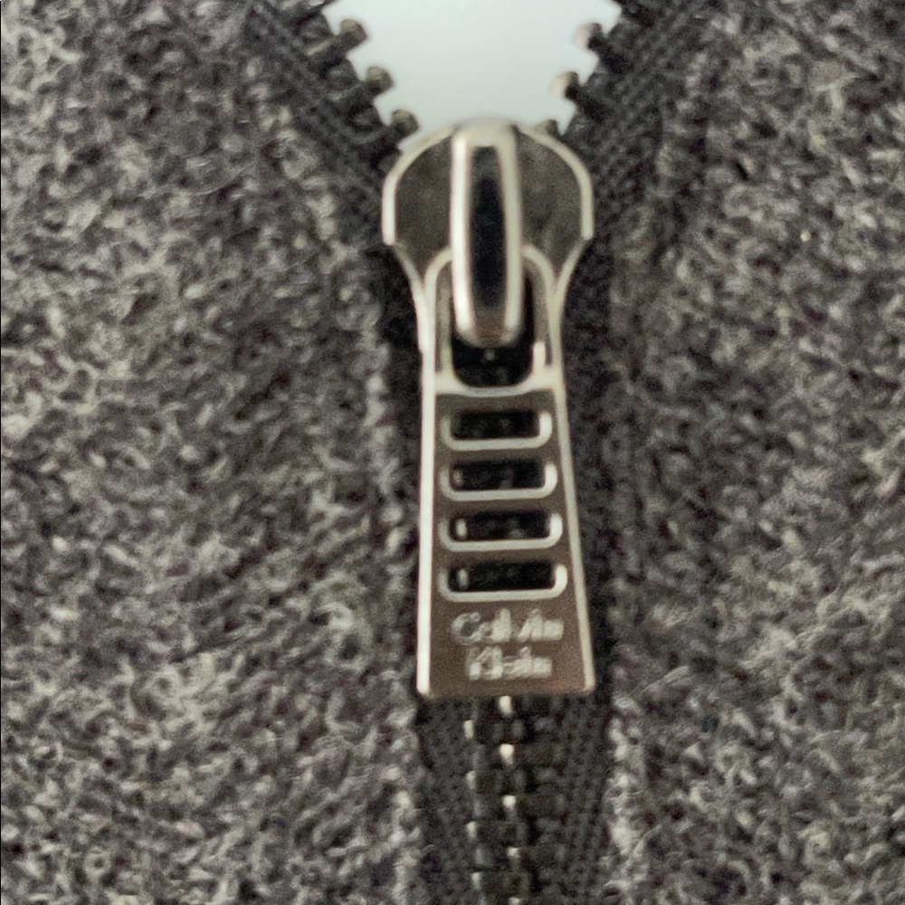 Calvin Klein Merino Wool Gray Zip Front Sweater Lg - Picture 2 of 4